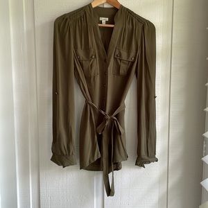 Anthropologie Military Style Army Green Odille Blouse